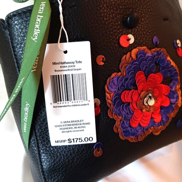 NWT 💥 VERA BRADLEY MINI HATHAWAY Pebbled Leather Crossbody Tote Bag ~ Adorable! - Picture 10 of 11